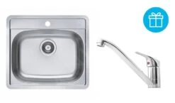 Alveus Sets - Ensemble D&apos;évier More 10, Robinetterie Riviera + Cadeau, Chrome SETA738