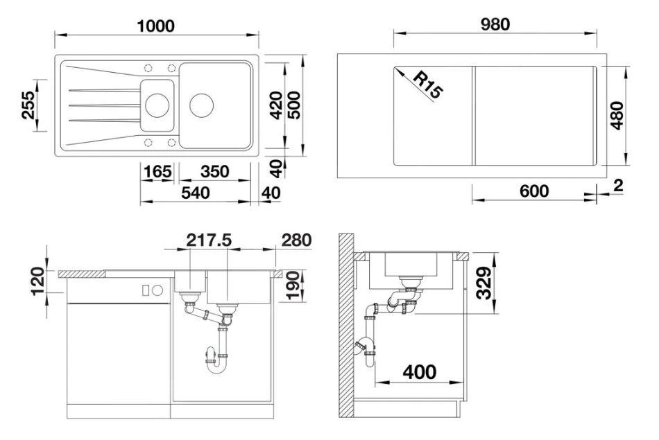 Blanco Sona 6 - Évier En Silgranit, 1000x500 Mm, Aluminium 519854 4 Blanco Sona 6 - Évier En Silgranit, 1000x500 Mm, Aluminium 519854 – Image 2