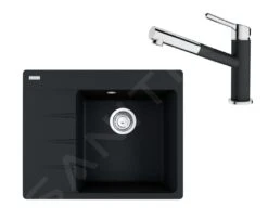 Franke Colonnes - Set G223, évier En Fragranit CNG 611-62 TL / 7 Et Mitigeur FC 3055.071, Onyx / Chrome 114.0650.776