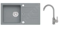 Alveus Sets - Ensemble D'évier En Granit Cortina 140 Et Robinetterie Tonia, Concrete SETA734