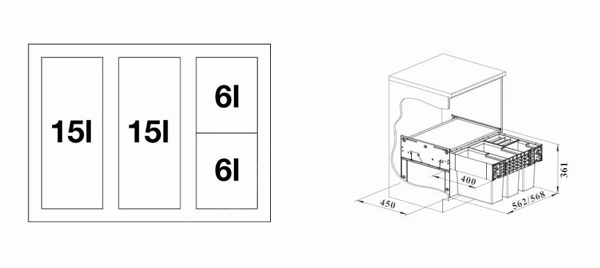 Blanco Select - Poubelle Encastrable, Diviséee, Volume De 42 L 526206 4 Blanco Select - Poubelle Encastrable, Diviséee, Volume De 42 L 526206 – Image 2