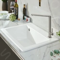 Villeroy & Boch Subway 60 - Évier En Céramique 60x51 Cm, CeramicPlus, Blanc Alpin 330901R1 -Cuisine Articles Magasin ca475a88f748eea2758d0b79
