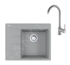 Franke Colonnes - Set G231, évier En Fragranit CNG 611-62 TL / 7 Et Mitigeur FP 9000.084, Pierre Grise 114.0650.793