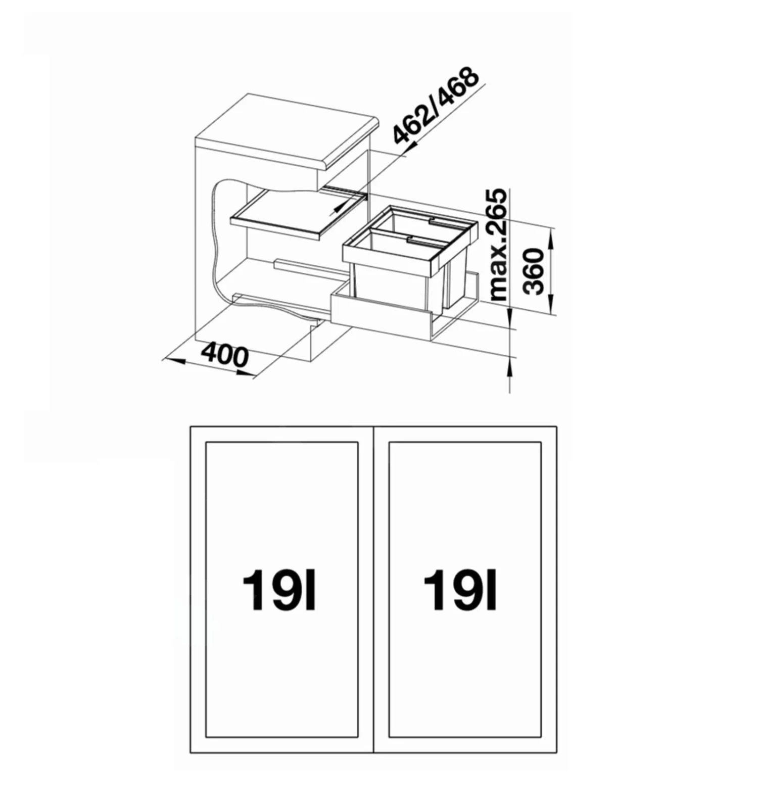 Blanco Flexon II - Poubelle Encastrable, Cloisonnée, Volume 38 L 521469 3 Blanco Flexon II - Poubelle Encastrable, Cloisonnée, Volume 38 L 521469 – Image 2