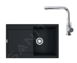 Franke Colonnes - Set G40, évier En Fragranit MRG 611 Et Mitigeur FN 0147.031, Noir Mat / Chrome 114.0650.572