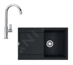 Franke Colonnes - Set G167, évier En Fragranit MRG 611 Et Mitigeur FP 0408.031, Noir Mat / Chrome 114.0650.570