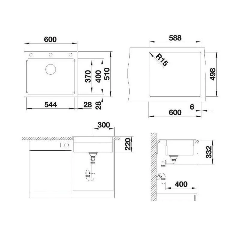 Blanco Etagon 6 - Évier En Silgranit, 600x510 Mm, Avec Commande De Vidage Et Avec Rails, Noir 525889 4 Blanco Etagon 6 - Évier En Silgranit, 600x510 Mm, Avec Commande De Vidage Et Avec Rails, Noir 525889 – Image 2