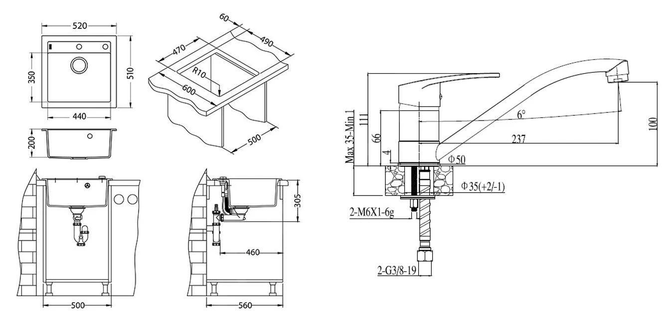 Alveus Sets - Ensemble D'évier Formic 20 Et La Robinetterie Nina, Carbone SETA071 4 Alveus Sets - Ensemble D'évier Formic 20 Et La Robinetterie Nina, Carbone SETA071 – Image 2