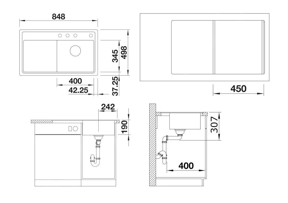 Blanco Zenar 45 - Évier En Silgranit, 848x498 Mm, Avec Commande De Vidage, InFino, Blanc 523816 4 Blanco Zenar 45 - Évier En Silgranit, 848x498 Mm, Avec Commande De Vidage, InFino, Blanc 523816 – Image 2
