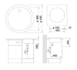 Blanco Rondo - Évier En Silgranit, Diamètre 450mm, Gris 527240 -Cuisine Articles Magasin d878020eda8bcce8734a78e2