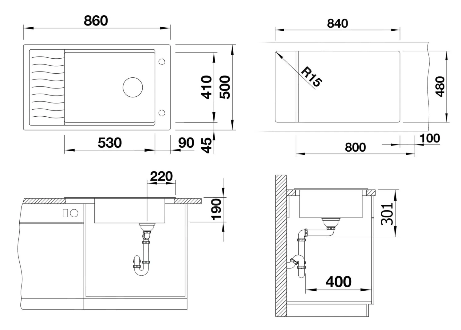 Blanco Elon XL 8 - Évier En Silgranite, 860x500 Mm, Avec Accessoires, InFino, Aluminium 524862 4 Blanco Elon XL 8 - Évier En Silgranite, 860x500 Mm, Avec Accessoires, InFino, Aluminium 524862 – Image 2