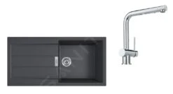 Franke Colonnes - Ensemble T76, évier En Tectonite S2D 611-100 Et Robinetterie SAMOA, Noir/chrome 143.0616.929