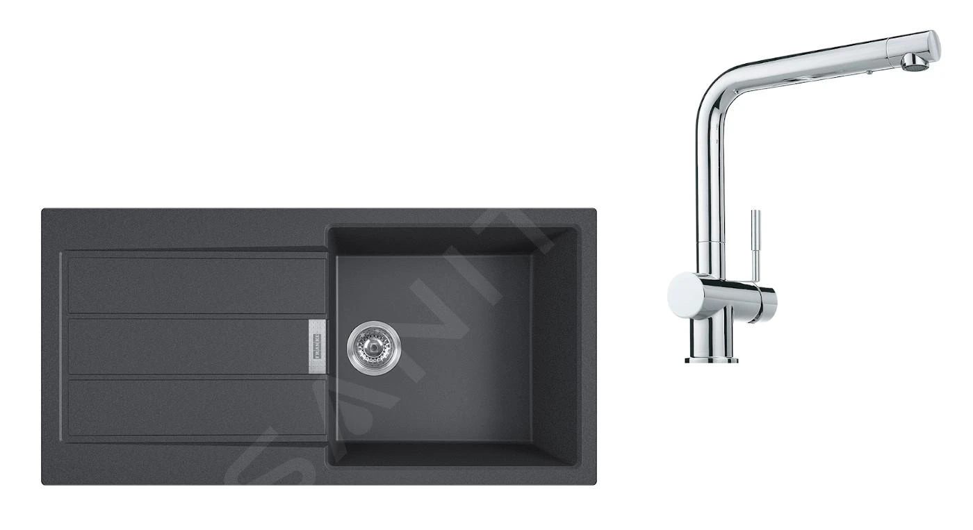 Franke Colonnes - Ensemble T76, évier En Tectonite S2D 611-100 Et Robinetterie SAMOA, Noir/chrome 143.0616.929 3 Franke Colonnes - Ensemble T76, évier En Tectonite S2D 611-100 Et Robinetterie SAMOA, Noir/chrome 143.0616.929