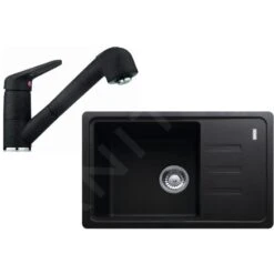 Franke Colonnes - Set De Cuisine G118, évier En Fragranit BSG 611-6 + Robinet FC 9547.071, Onyx 114.0440.846