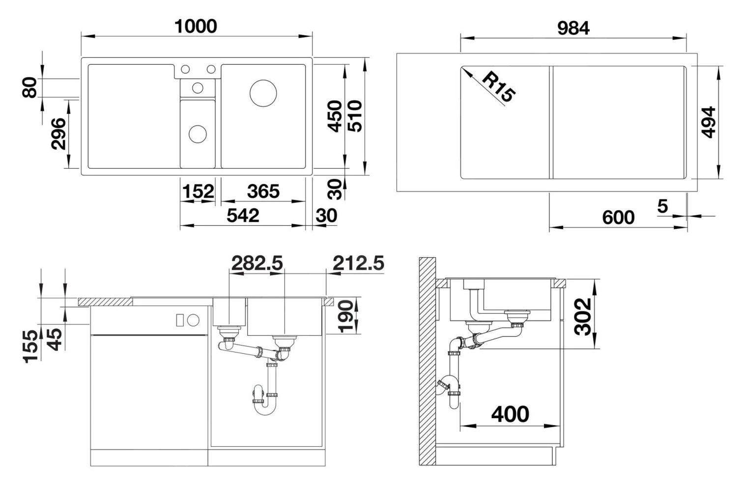 Blanco Collectis 6 - Évier En Silgranit 1000x510 Mm, Avec Commande De Vidage Et Accessoires, Noir 525866 4 Blanco Collectis 6 - Évier En Silgranit 1000x510 Mm, Avec Commande De Vidage Et Accessoires, Noir 525866 – Image 2