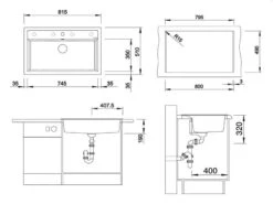 Blanco Dalago 8 - Évier En Silgranite, 815x510 Mm, Avec Commande De Vidage, Gris Rocher 518852 -Cuisine Articles Magasin e5b803f0a91bcb0ef087b8cb