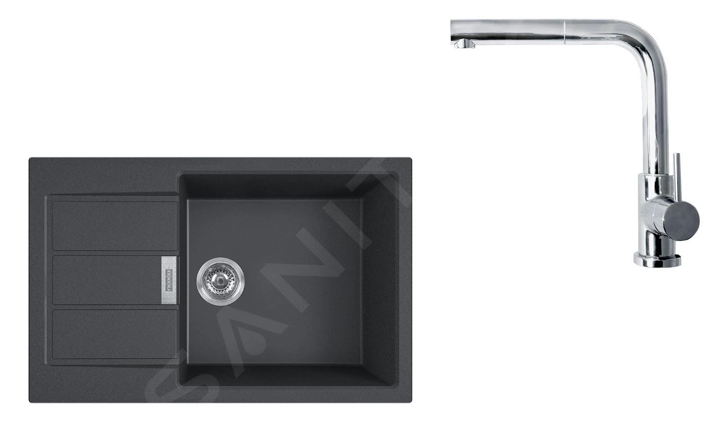 Franke Colonnes - Ensemble T88, évier En Tectonite S2D 611-78 XL Et Robinetterie FN 0147.031, Noir/chrome 143.0618.741 3 Franke Colonnes - Ensemble T88, évier En Tectonite S2D 611-78 XL Et Robinetterie FN 0147.031, Noir/chrome 143.0618.741