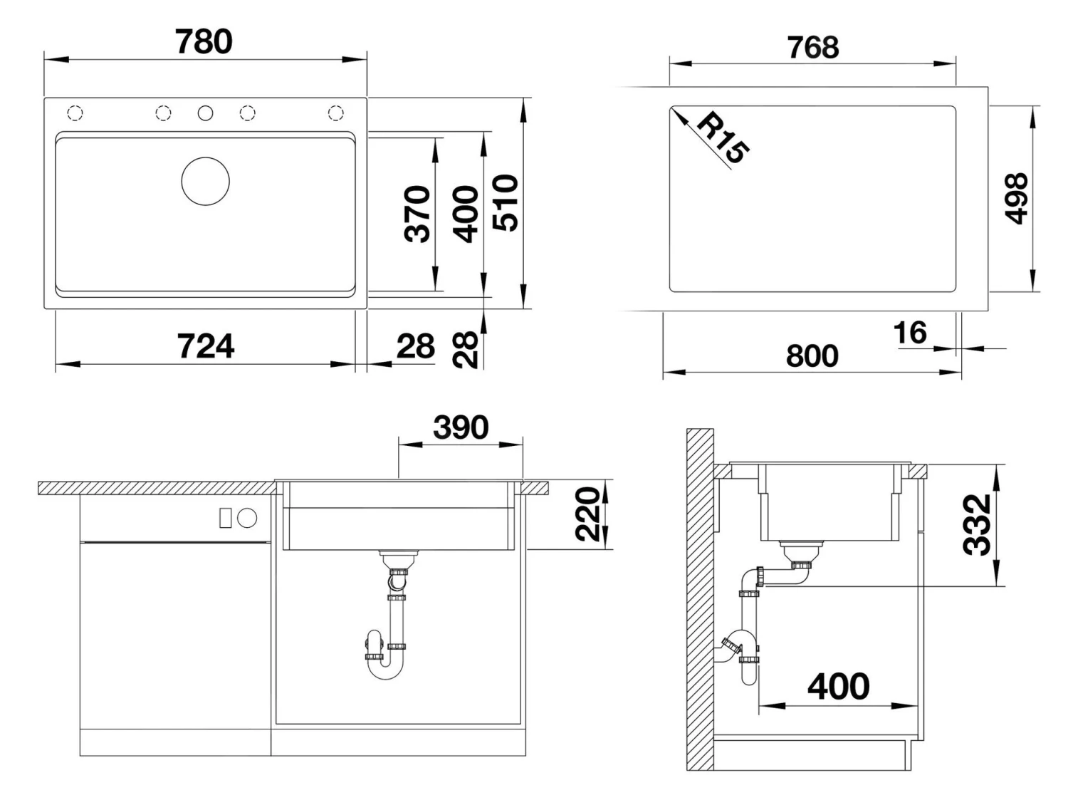 Blanco Etagon 8 - Évier En Silgranite, 780x510 Mm, Avec Rails, InFino, Aluminium 525179 4 Blanco Etagon 8 - Évier En Silgranite, 780x510 Mm, Avec Rails, InFino, Aluminium 525179 – Image 2