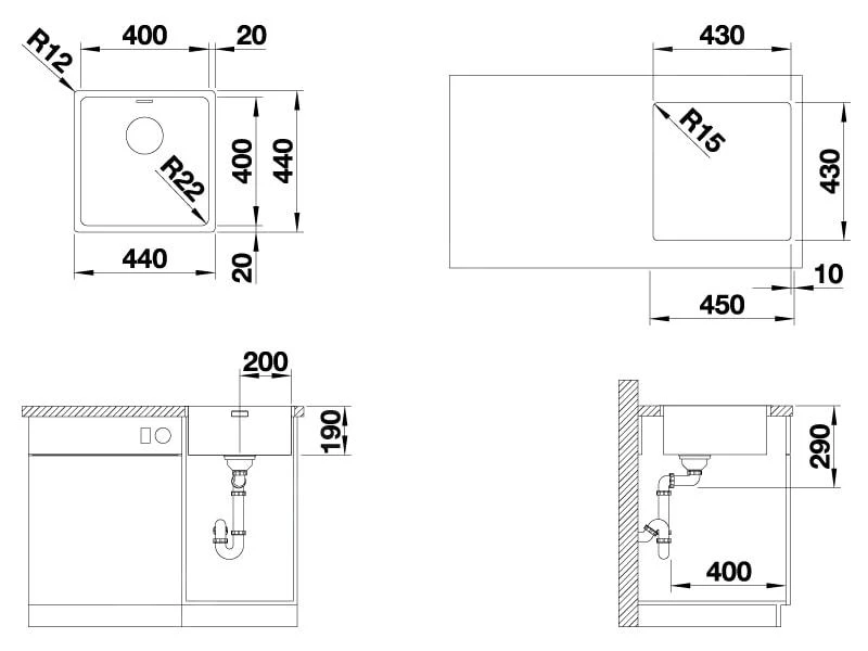 Blanco Andano 400 - Évier, 440x440 Mm, Inox 522957 4 Blanco Andano 400 - Évier, 440x440 Mm, Inox 522957 – Image 2