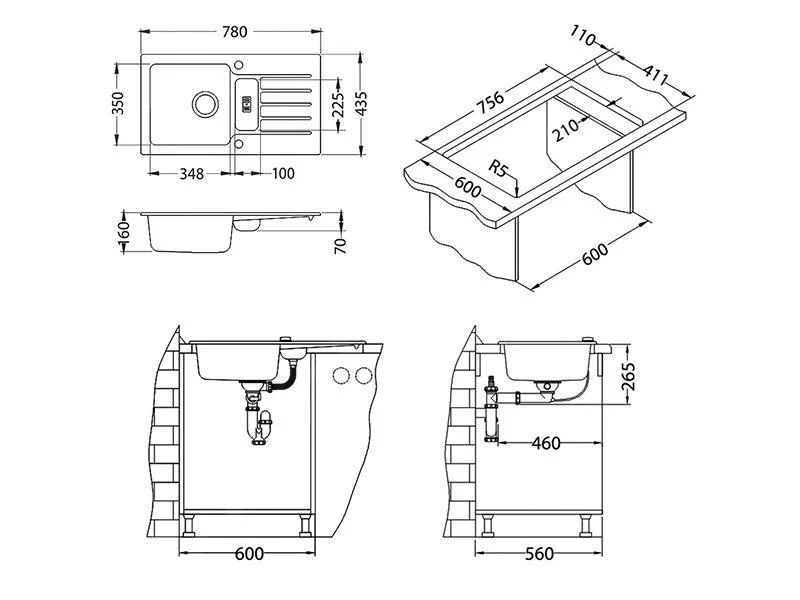 Alveus Niagara - Évier En Granit 780x435 Mm, Avec Commande De Vidage, Carbone 1089487 4 Alveus Niagara - Évier En Granit 780x435 Mm, Avec Commande De Vidage, Carbone 1089487 – Image 2