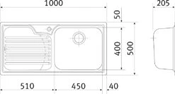 Franke Galassia - Évier En Inox GAX 611/7, 1000x500 Mm 101.0120.145 -Cuisine Articles Magasin f8eab4694538d845a491c019