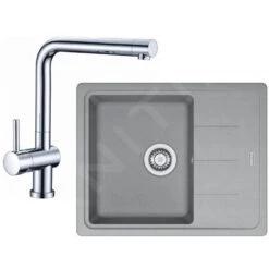 Franke Colonnes - Set De Cuisine G95, évier En Fragranit BFG 611-62 + Robinet SAMOA, Pierre Grise/chrome 114.0438.987