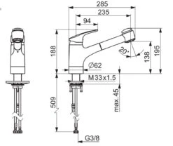 Hansa Mix - Mitigeur D’évier Avec Douchette Extractible, Chrome 01382283 -Cuisine Articles Magasin f900b21e26c9023aaaf7a531