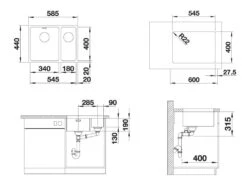 Blanco Andano 340/180 - Évier, 585x440 Mm, Droit, Inox 522977 -Cuisine Articles Magasin fed930c88f882542f50f13d3