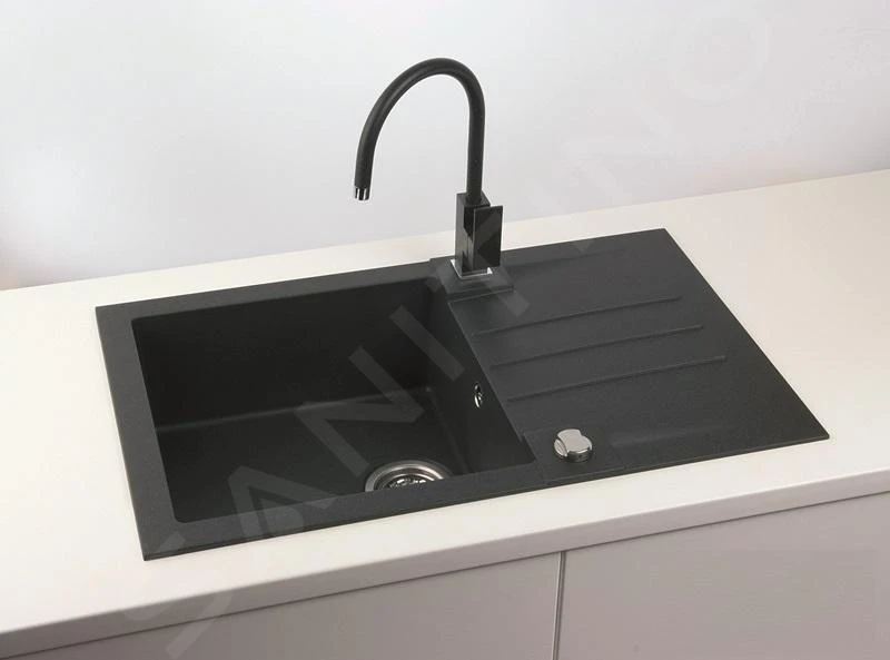 Alveus Rock - Évier En Granit 780x480 Mm, Avec Commande De Vidage, Carbone 1090942 6 Alveus Rock - Évier En Granit 780x480 Mm, Avec Commande De Vidage, Carbone 1090942 – Image 4